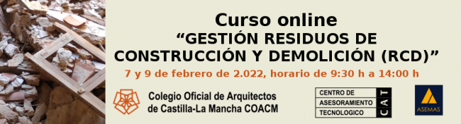 CURSO ONLINE "GESTIÓN RESIDUOS DE CONSTRUCCIÓN Y DEMOLICIÓN (RCD)"